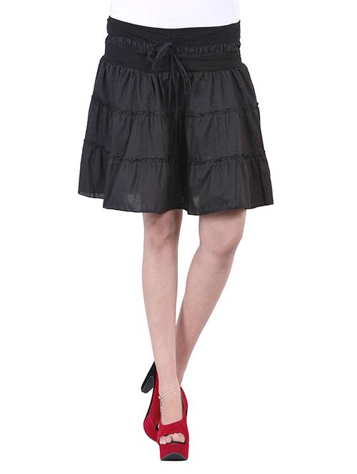 black cotton flared skirts - 12832872 - Very Small Image - 1