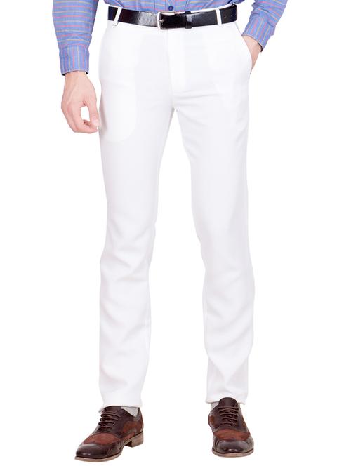 white polyester flat front trousers formal - 12833041 - Very Small Image - 1