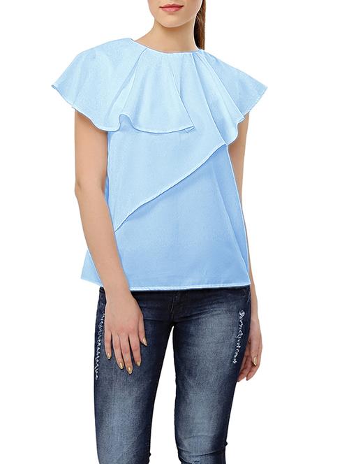 blue georgette straight top - 12833223 - Very Small Image - 1