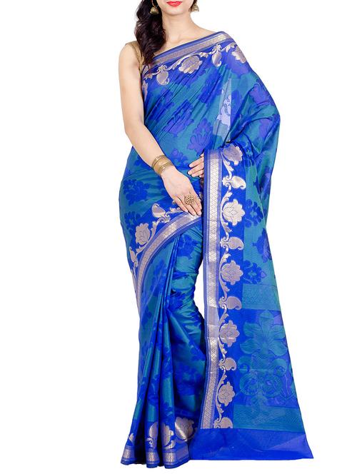 paisley zari border woven saree with blouse - 12834966 - Very Small Image - 1