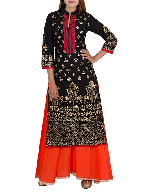 foil printed straight kurta - 12838409 - Very Small Image - 1