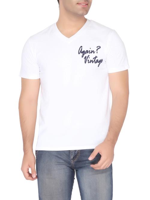 white cotton typographic t-shirt - 12840289 - Very Small Image - 1