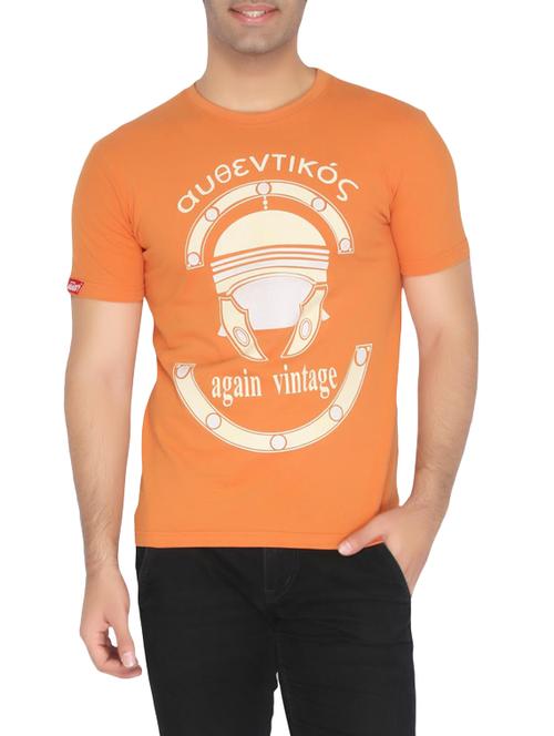 orange cotton front print t-shirt - 12840338 - Very Small Image - 1