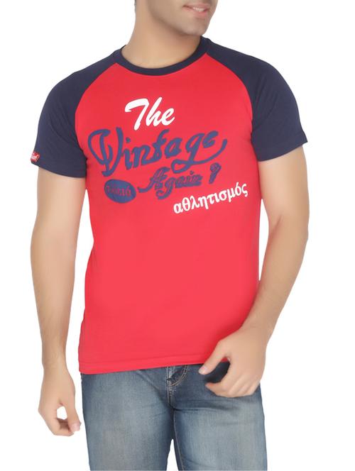 red and navy blue cotton t-shirt - 12840353 - Very Small Image - 1