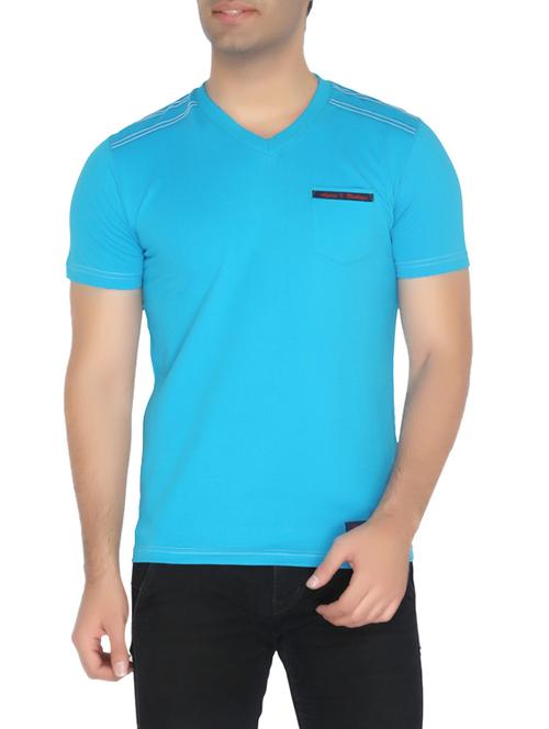 solid blue cotton t-shirt - 12840375 - Very Small Image - 1