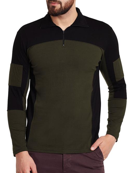 green cotton colour block t-shirt - 12840449 - Very Small Image - 1