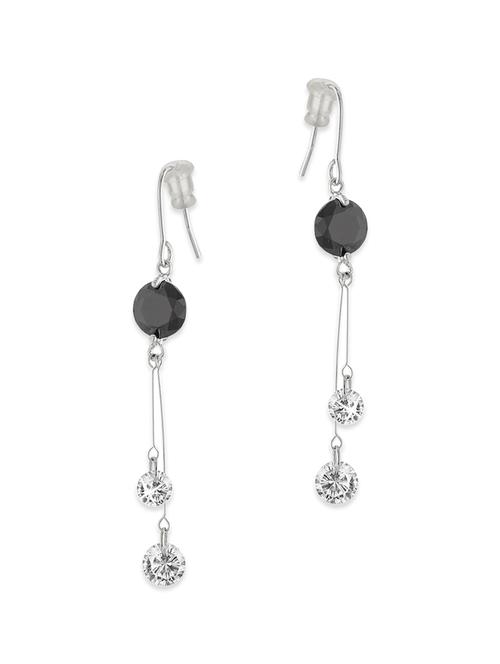 rhodium plated double line drops earrings - 12841115 - Very Small Image - 1
