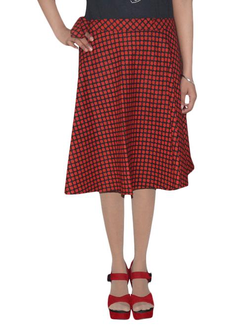 red printed cotton skirt - 12841191 - Very Small Image - 1