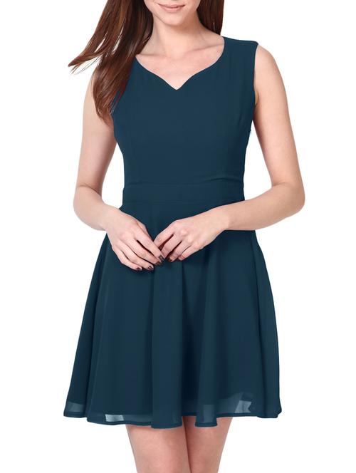 women's fit & flare solid dress - 12841542 - Very Small Image - 1