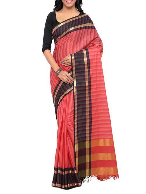 pink cotton silk saree with blouse - 12841561 - Very Small Image - 1