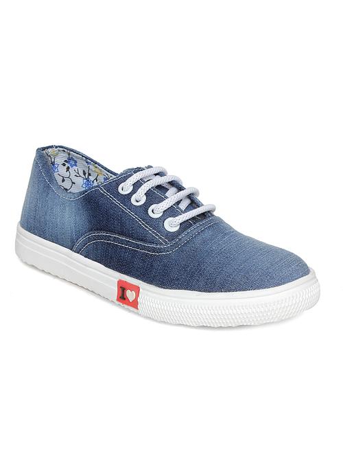 blue denim laceup sneakers - 12842567 - Very Small Image - 1