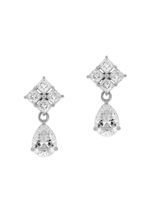 white silver drop earrings - 12843674 - Very Small Image - 1