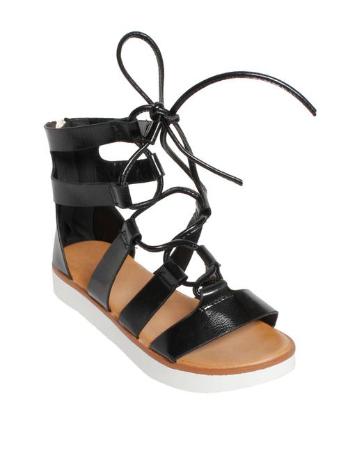 black leatherette gladiators sandals - 12845841 - Very Small Image - 1