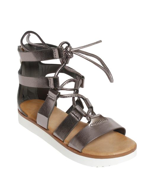 grey leatherette gladiators sandals - 12845842 - Very Small Image - 1