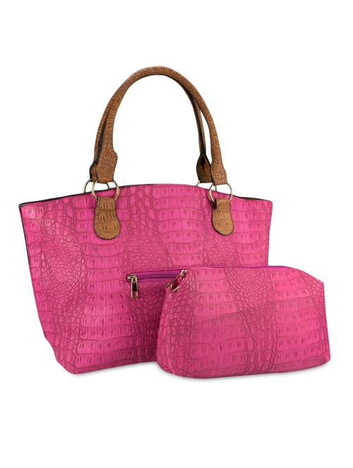 pink textured leatherette handbag with fringes - 1284629 - Very Small Image - 1