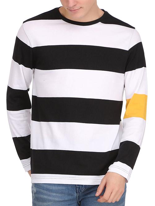 white and black cotton striped t-shirt - 12846559 - Very Small Image - 1