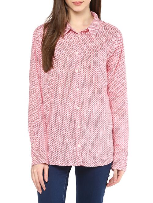pink printed cotton regular shirt - 12846901 - Very Small Image - 1