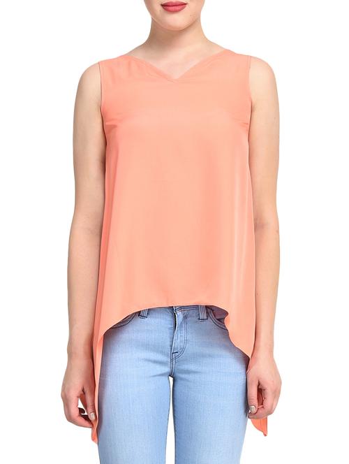 peach asymmetric hem top - 12847659 - Very Small Image - 1