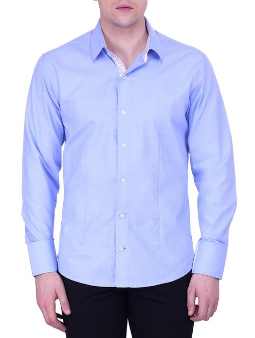 blue cotton casual shirt - 12848903 - Very Small Image - 1