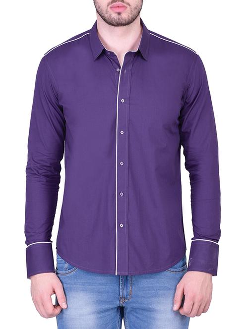 purple cotton casual shirt - 12848920 - Very Small Image - 1