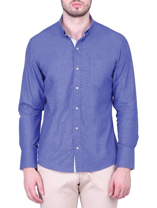 blue cotton casual shirt - 12848928 - Very Small Image - 1