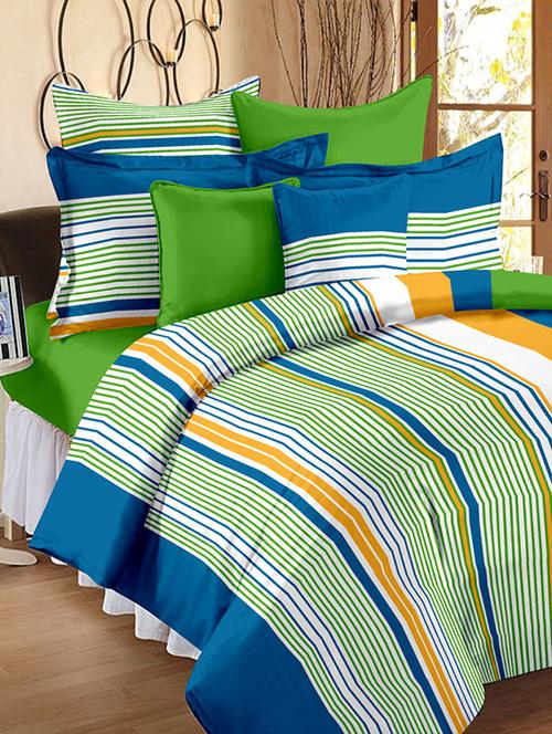 100% cotton multicolor stripes 1 double bedsheet with 2 pillow covers - 12849119 - Very Small Image - 1