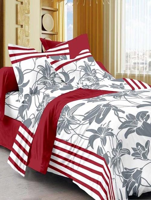 208 tc 100% cotton white 1 single bedsheet with 1 pillow cover - 12849183 - Very Small Image - 1