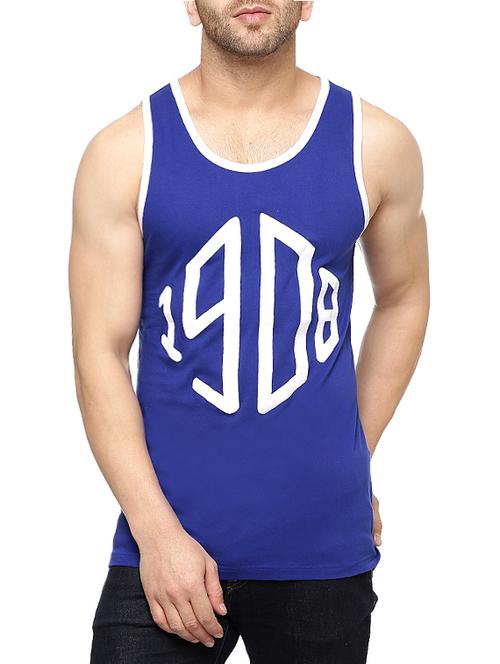 royal blue cotton printed vest - 12850179 - Very Small Image - 1