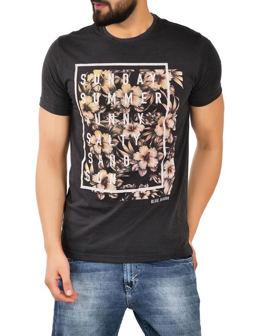 black cotton printed t-shirt - 12850416 - Very Small Image - 1