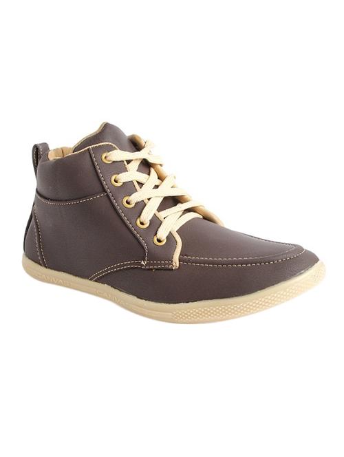 brown leatherette lace up sneaker - 12850884 - Very Small Image - 1