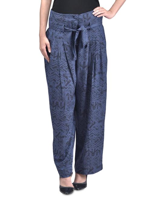 blue viscose printed pants - 1285566 - Very Small Image - 1
