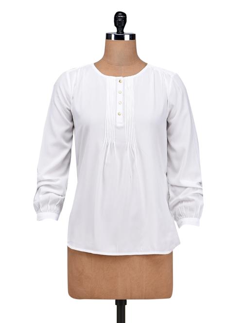 white plain pin tucked top - 1285588 - Very Small Image - 1