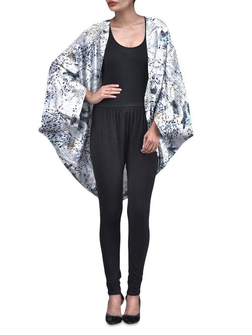 white poly crepe printed  shrug - 1285651 - Very Small Image - 1