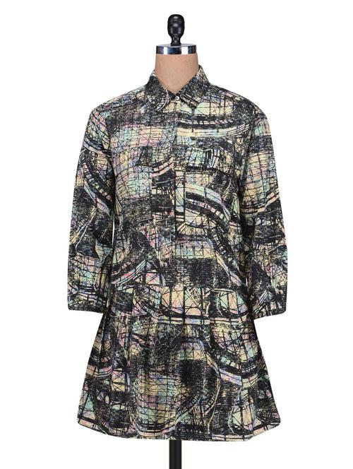 multicolored poly crepe printed dress - 1285664 - Very Small Image - 1