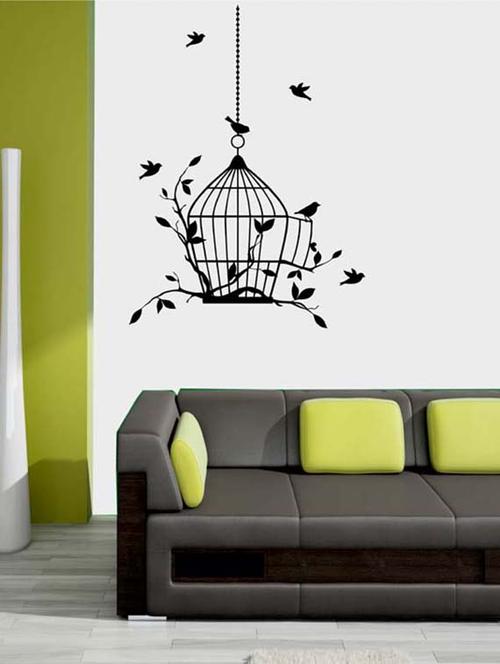mesleep birds design black wall sticker - 12865100 - Very Small Image - 1