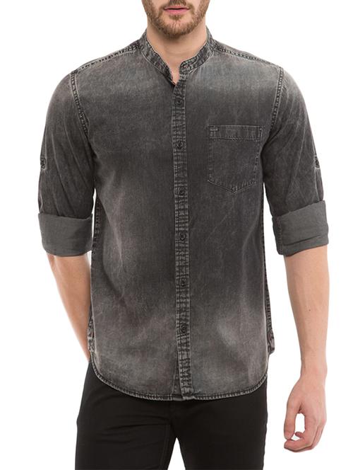grey cotton casual shirt - 12866456 - Very Small Image - 1