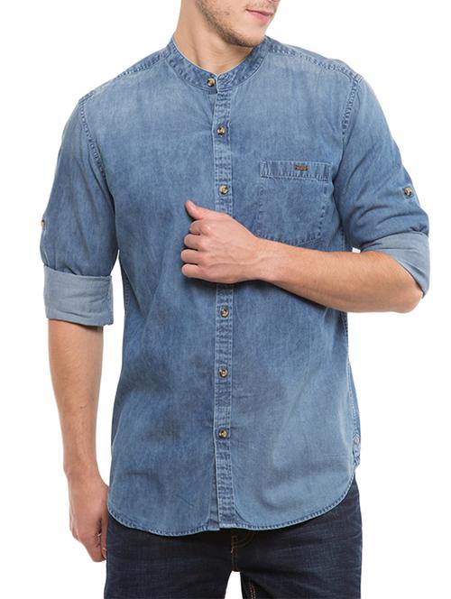 blue cotton casual shirt - 12866473 - Very Small Image - 1