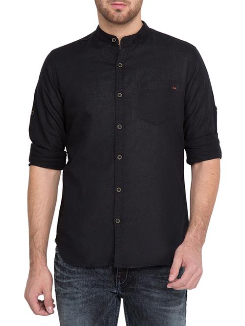 black linen casual shirt - 12866485 - Very Small Image - 1