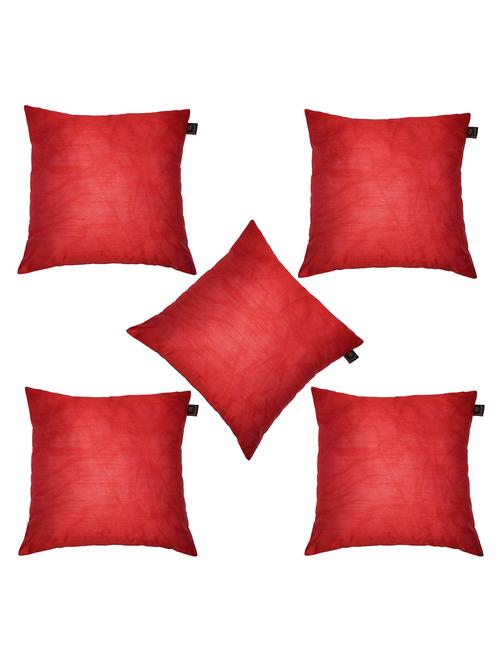 lushomes red dupion silk cushion covers (pack of 5) size 16"x16" - 12868829 - Very Small Image - 1