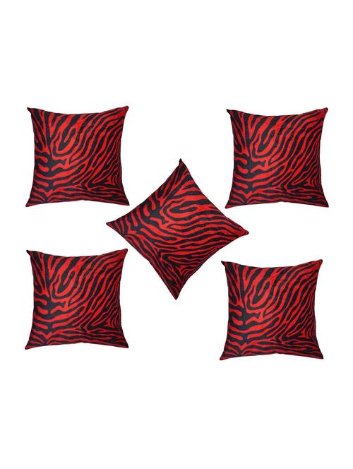 lushomes red zebra skin printed cushion covers (pack of 5) size : 16"x16" - 12868846 - Very Small Image - 1