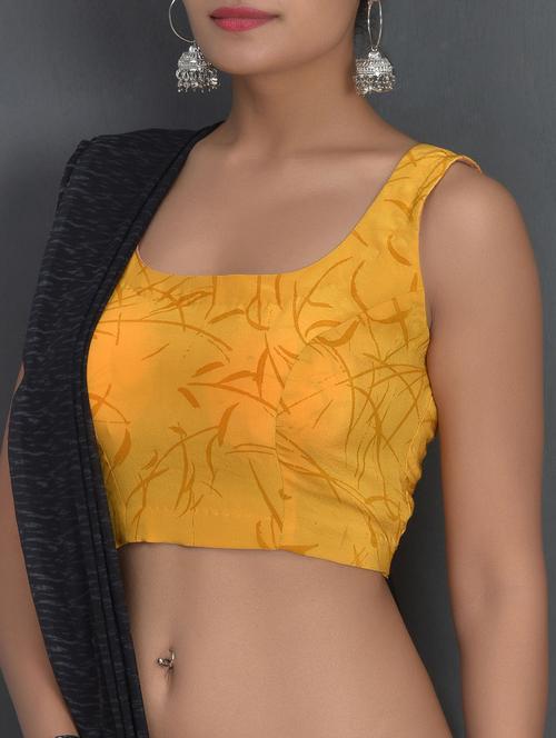 mustard printed Blouse with tie-up back - 1287326 - Very Small Image - 1
