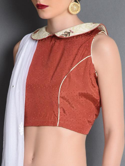 rust textured blouse with peter pan collar - 1287336 - Very Small Image - 1