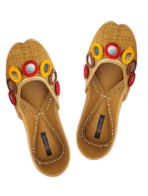 jute juttis with multicolor handwork chunky mirrors - 12877742 - Very Small Image - 1