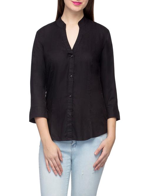 black viscose regular shirt - 12879632 - Very Small Image - 1