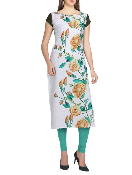 white crepe straight kurta - 12879900 - Very Small Image - 1