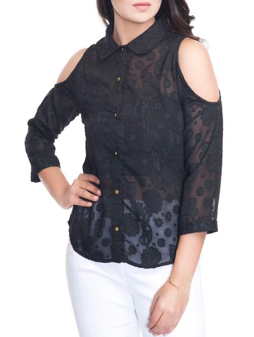 black georgette regular shirt - 12880282 - Very Small Image - 1
