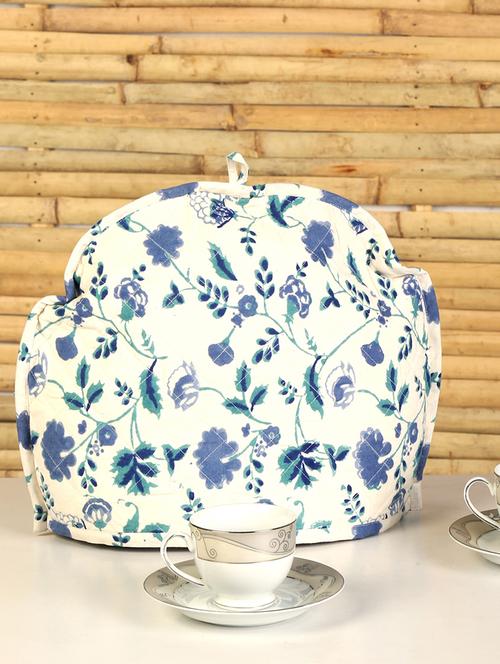 rajrang white floral hand block printed tea cosy - 12881982 - Very Small Image - 1