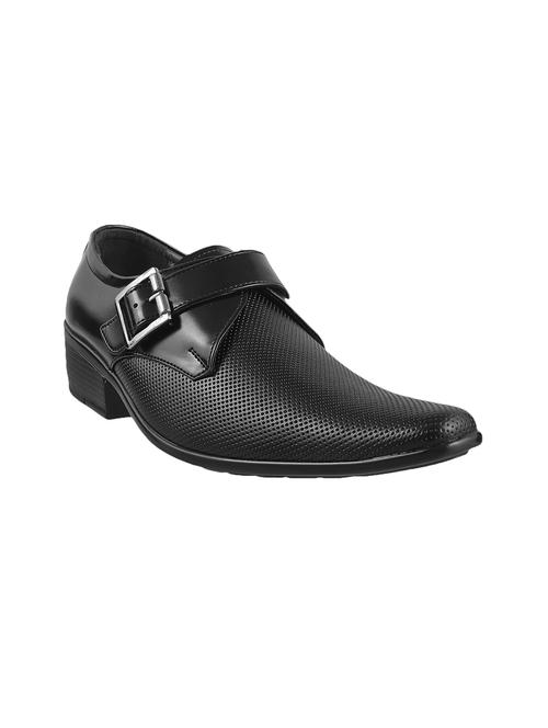 black leatherette slip on monk strap - 12882794 - Very Small Image - 1