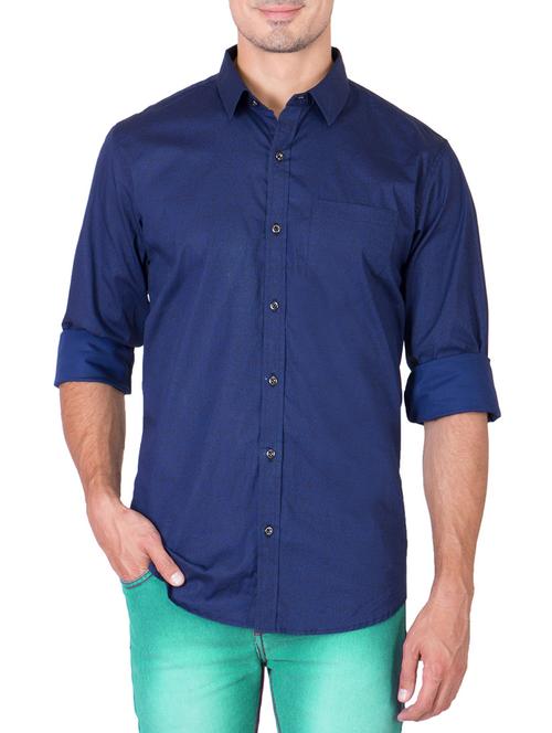 blue cotton casual shirt - 12883280 - Very Small Image - 1