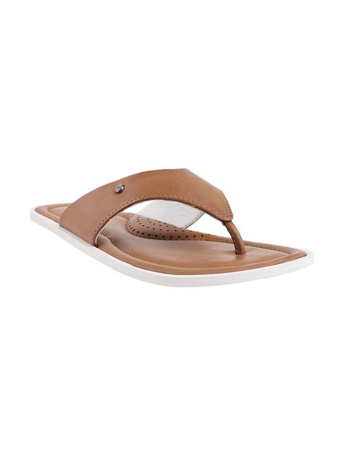 brown leatherette toe seperator slipper - 12883560 - Very Small Image - 1